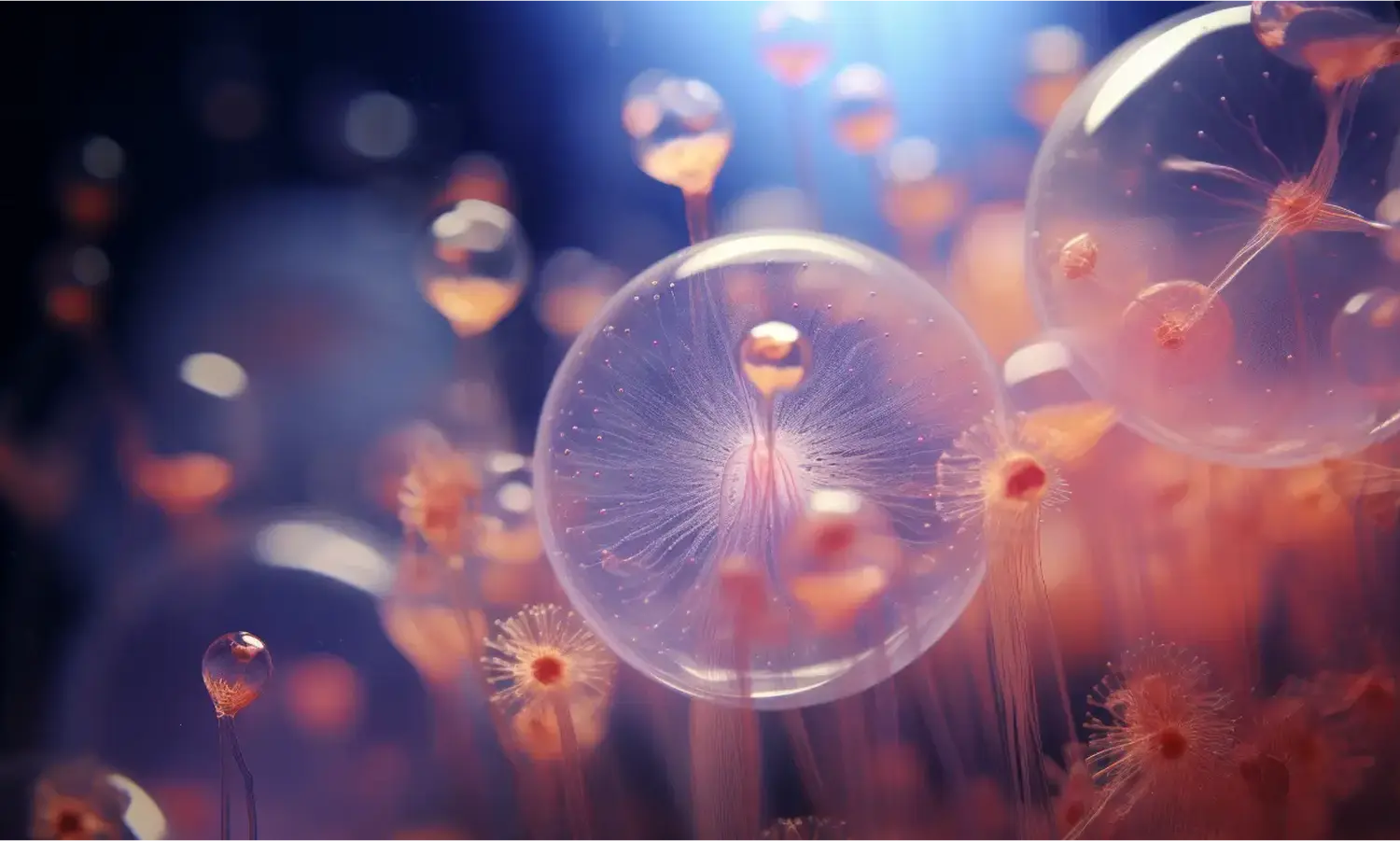 Abstract photograph of warm glowing bokeh lights in golden orange and soft purple tones