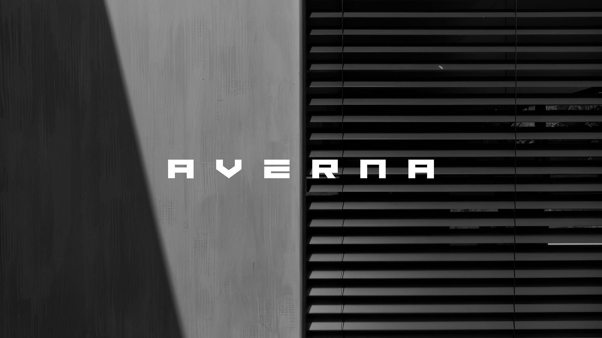 Averna wordmark in white on a dark charcoal striped background