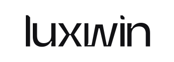 Luxwin logo in modern dark lowercase lettering on a dark background
