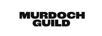 Murdoch Guild logo in bold uppercase dark lettering on a dark background