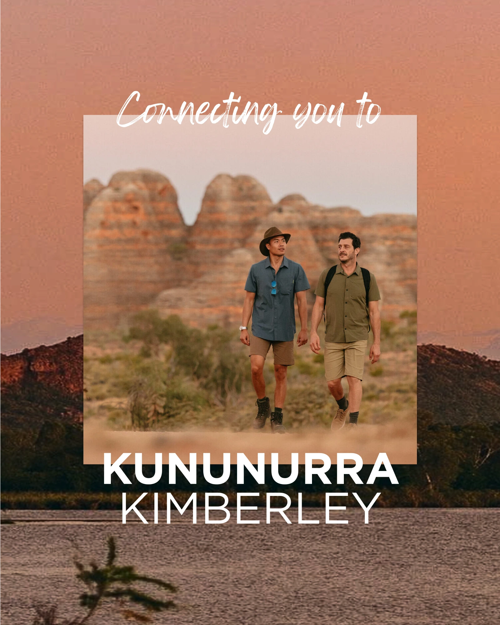 Nexus Airlines paid ad reading 'Connecting you to Kununurra, Kimberley' with two figures in a sun-drenched outback landscape