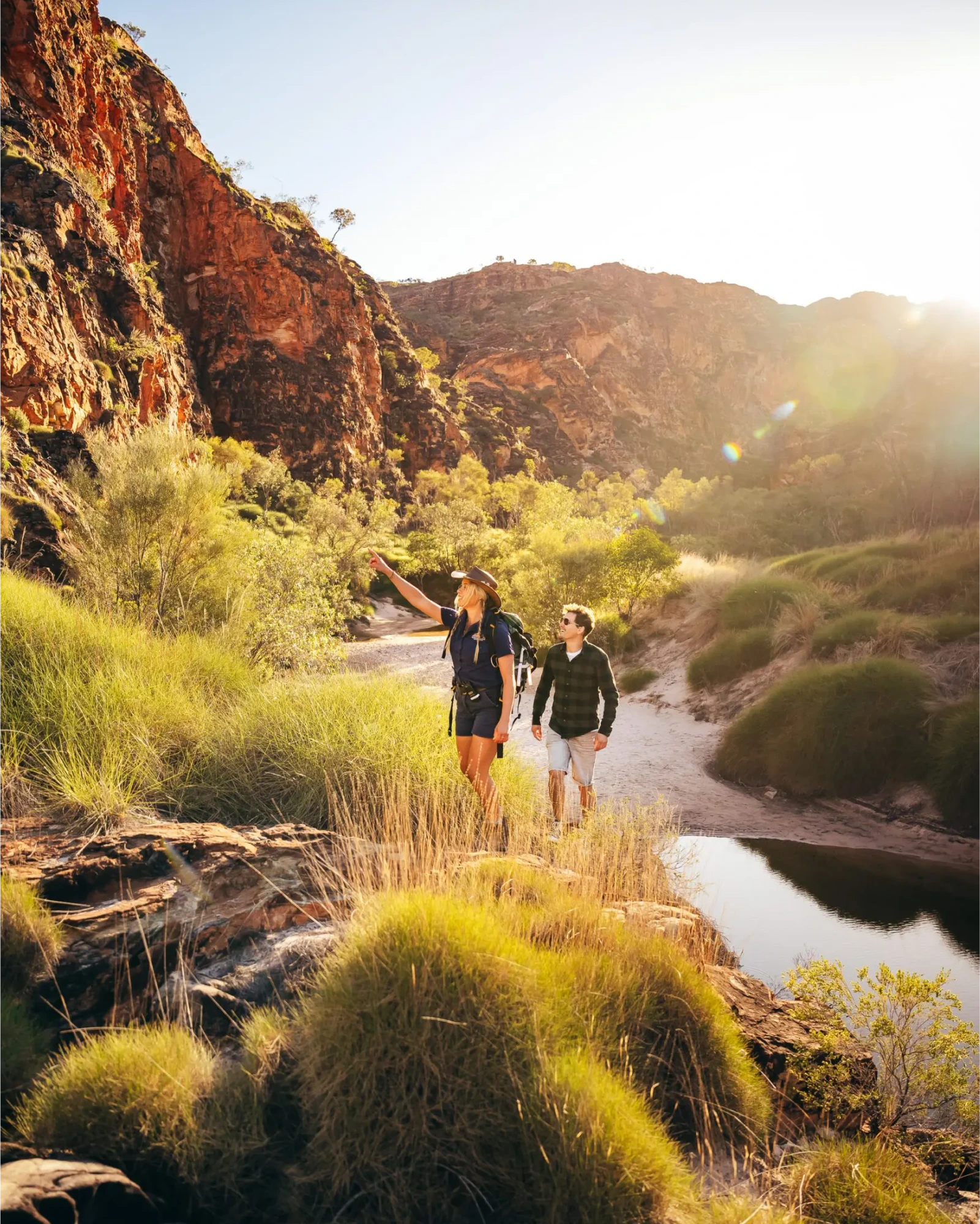 Nexus Airlines paid digital ad featuring a dramatic red rock outback landscape in golden afternoon light