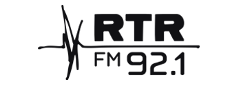 RTRFM 92.1 logo featuring the RTR FM wordmark with a frequency waveform icon on a dark background