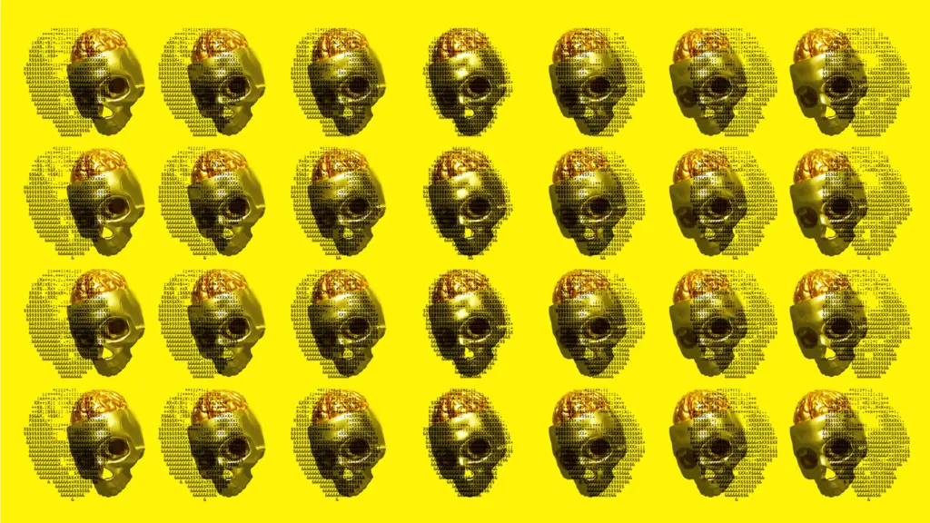 Repeating grid pattern of circular PADC logo badges in gold on a bright yellow background — Perth Advertising and Design Club brand asset