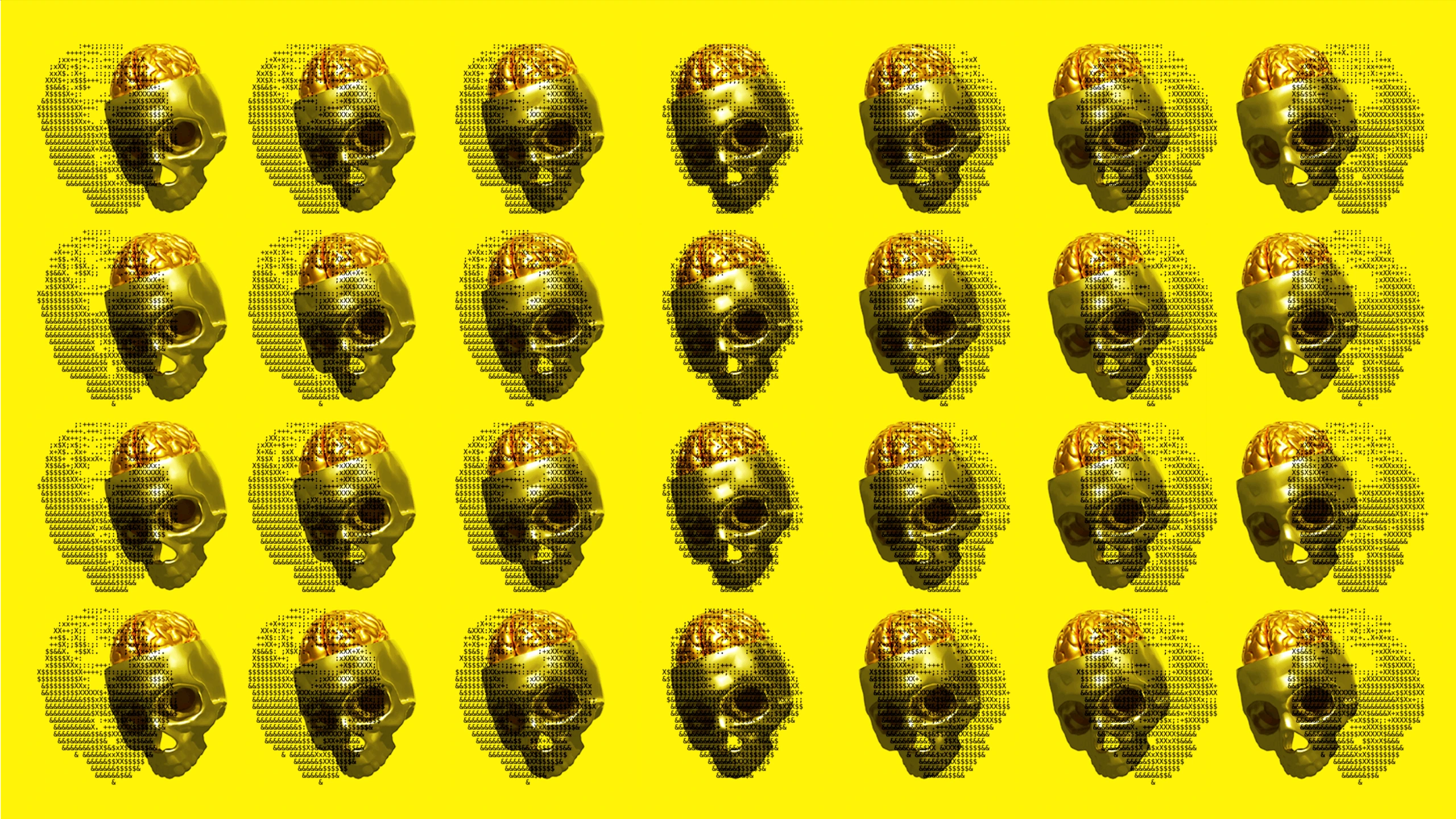 Repeating grid pattern of circular PADC logo badges in gold on a bright yellow background — Perth Advertising and Design Club brand asset