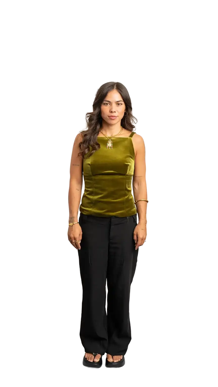 Crissy Foster, General Manager at The Start, full-body portrait — looking straight ahead