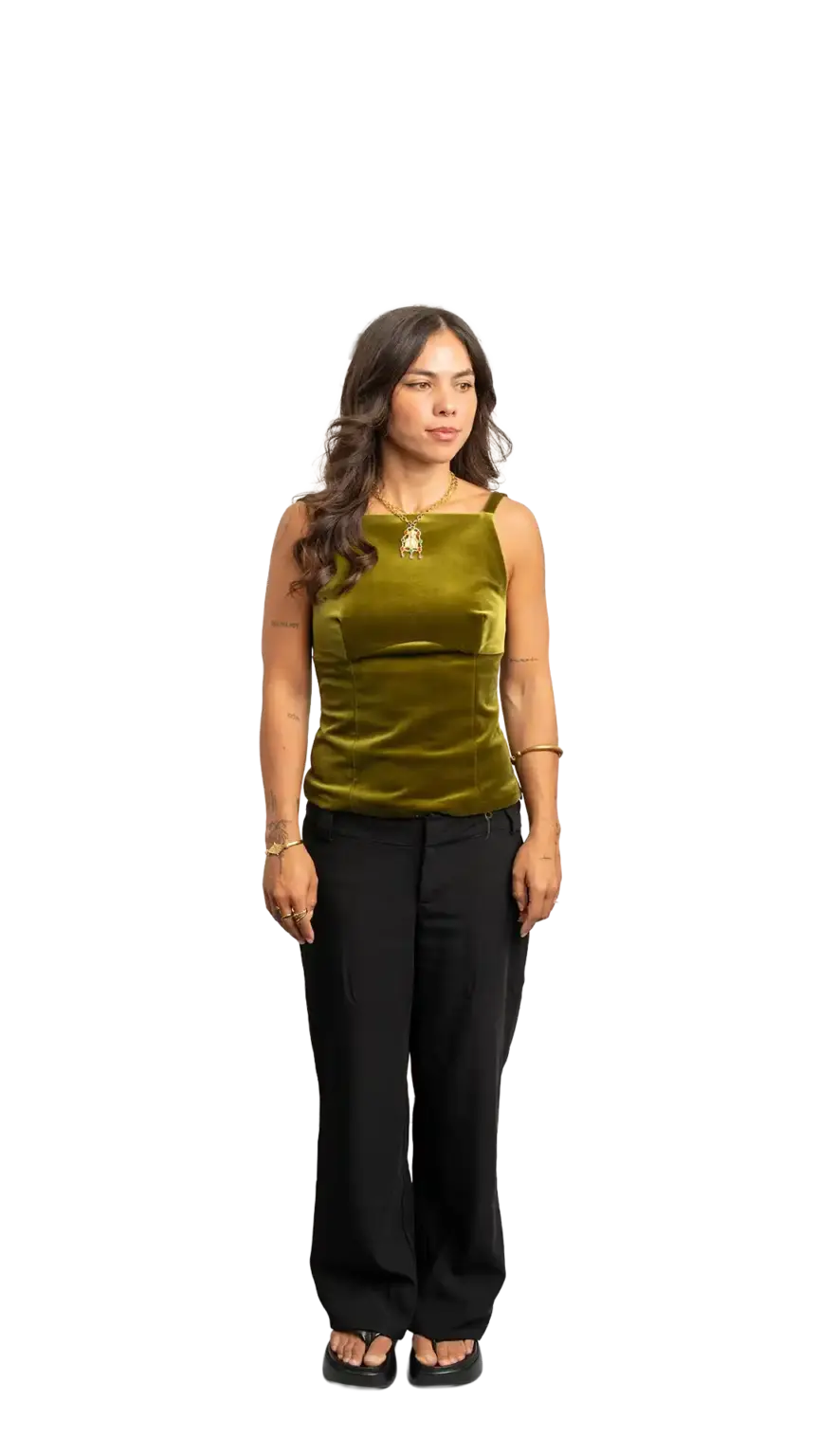 Crissy Foster, General Manager at The Start, full-body portrait — looking to the right