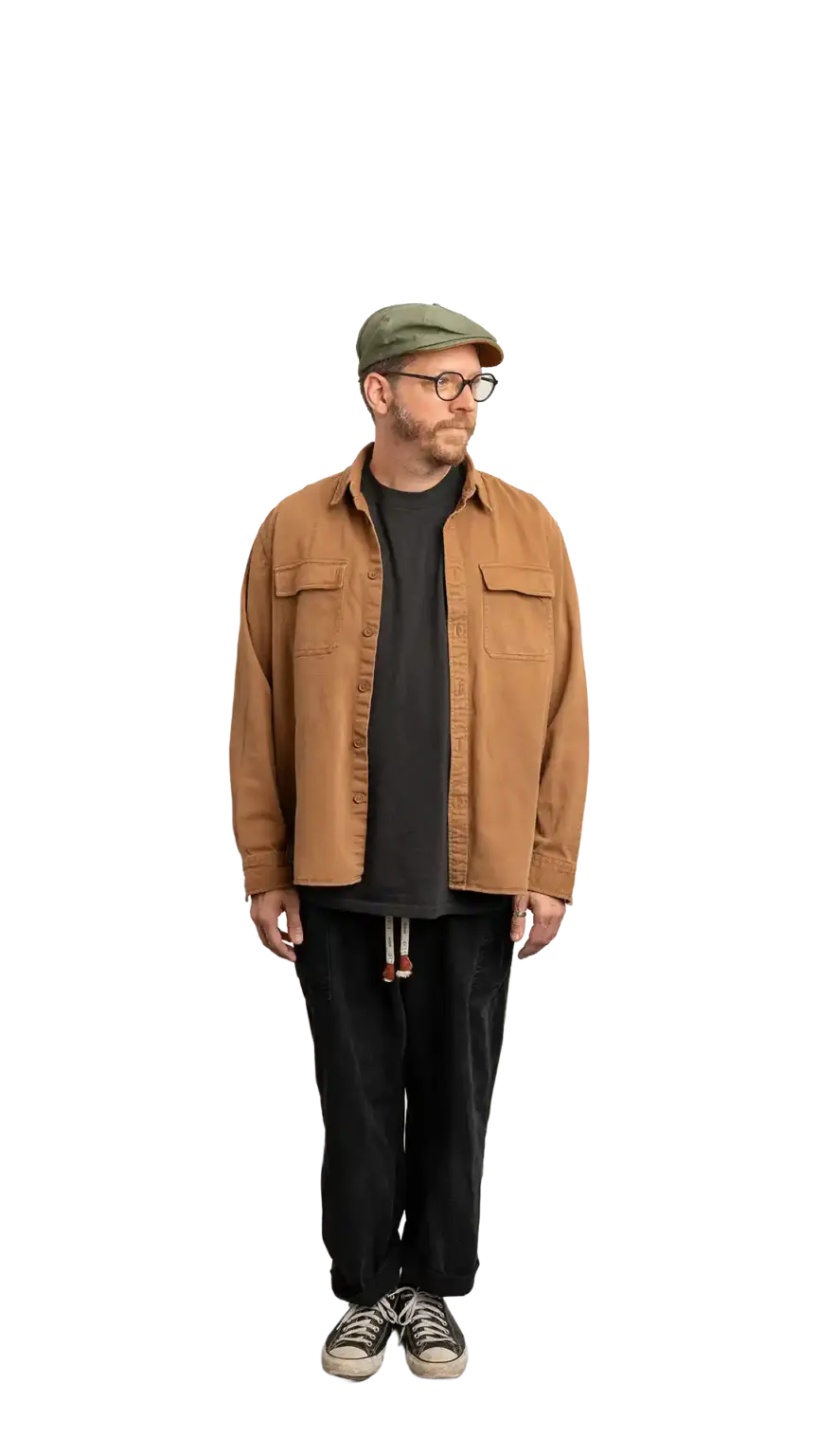 Travis Weerts, Head of Innovation at The Start, full-body portrait — looking to the right